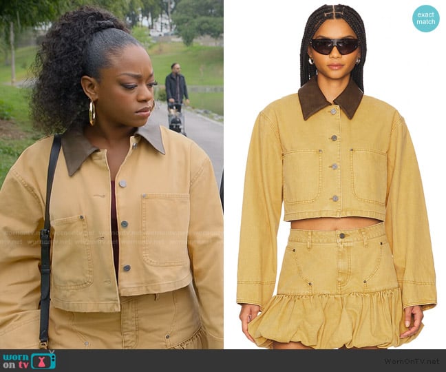 AFRM Wrenley Cropped Jacket worn by Izzy Letts (Jazz Raycole) on The Lincoln Lawyer