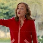 Agnes's red contrast knit track jacket on The Burbs