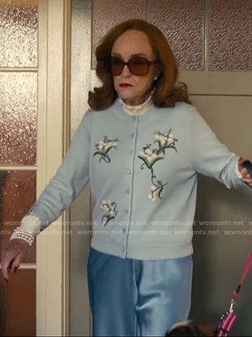 Agnes's blue floral cardigan on The Burbs