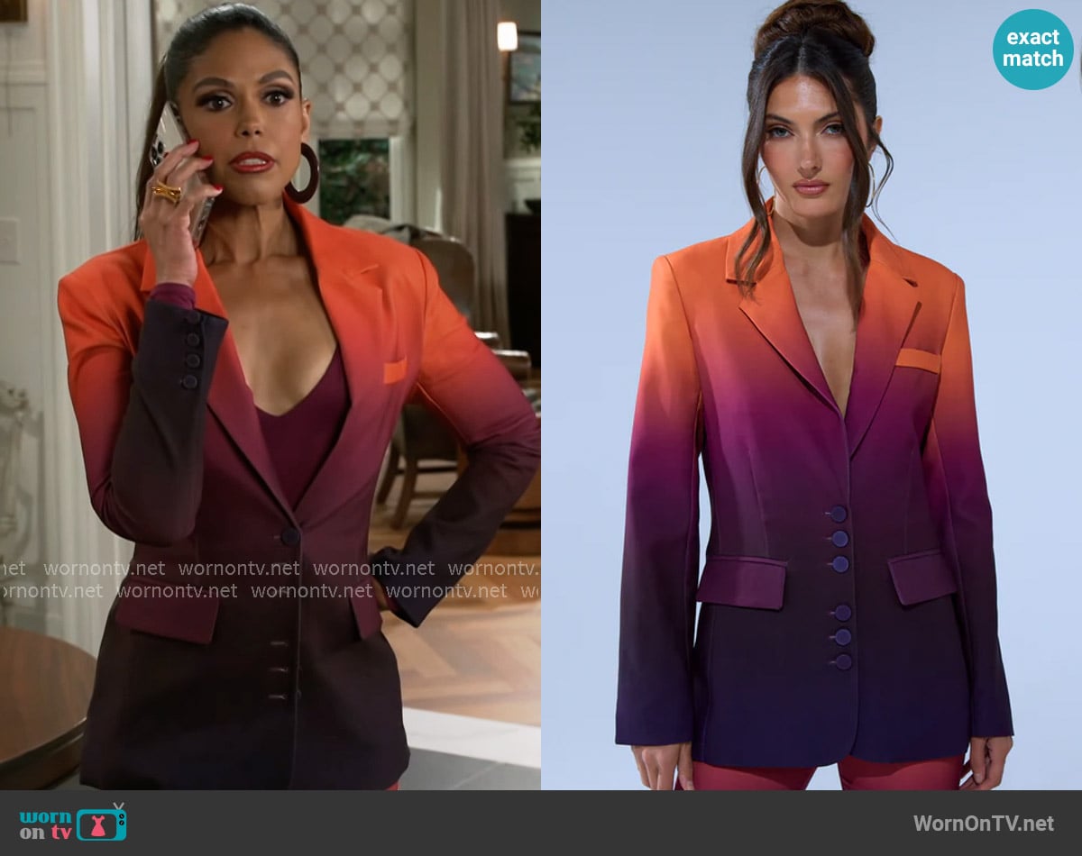 Akira Rise and Shine Ombre Blazer worn by Dani Dupree (Karla Mosley) on Beyond the Gates