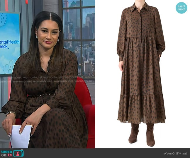 Akris Punto Leopard Print Long Sleeve worn by Morgan Radford on NBC News Daily