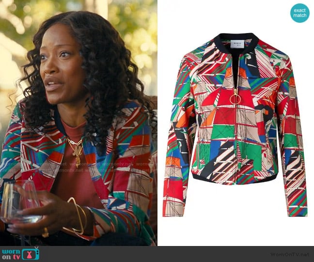 Akris Punto Sail Print Bomber Jacket worn by Samira Fisher (Keke Palmer) on The Burbs