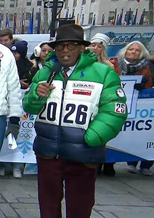 Al Roker’s green colorblock down jacket on Today