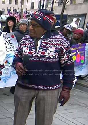 Al Roker’s navy print half-zip sweater on Today