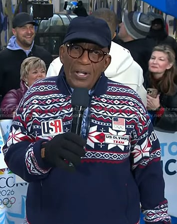 Al Roker's navy print half-zip sweater on Today