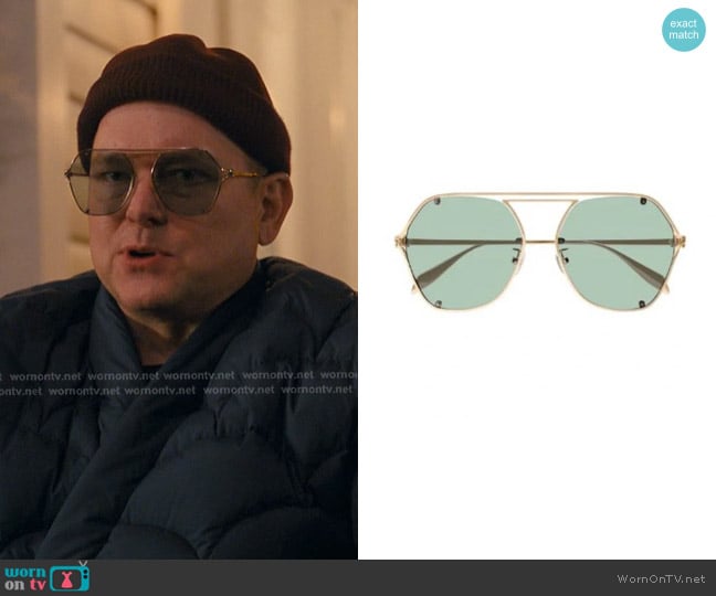Alexander Mcqueen Round Metal Sunglasses AM0367S worn by Tod (Mark Proksch) on The Burbs