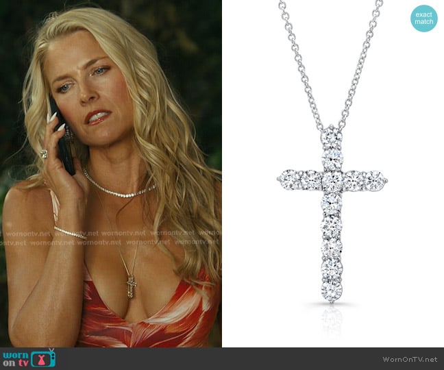 Alexandra Jules Diamond Cross Necklace worn by Angela Norris (Ali Larter) on Landman