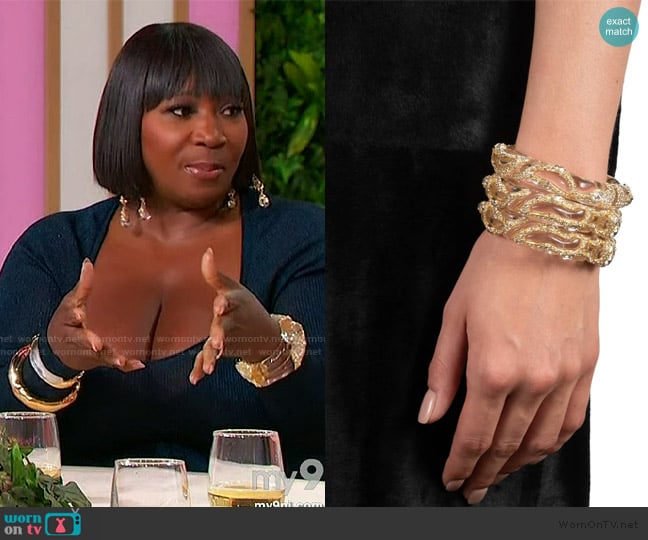 Alexis Bittar Liquid Lucite Crystal Pave Hinge Bracelet- Clear worn by Bevy Smith on Sherri
