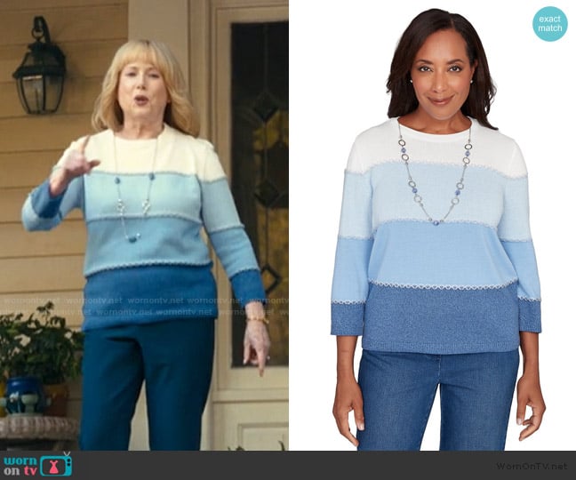 Alfred Dunner Hilton Head Ombre Sweater worn by Lynn Gardner (Julia Duffy) on The Burbs