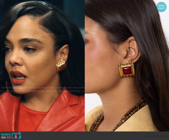 Alice & Co Molly Earrings Bordeaux worn by Anna Andrews (Tessa Thompson) on His & Hers