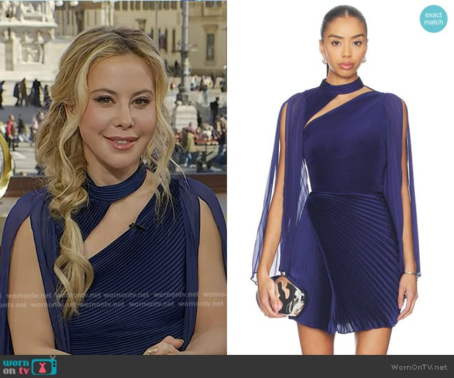 Alice + Olivia Aurelie Mini Dress in Midnight Blue worn by Tara Lipinski on Today