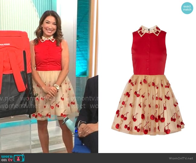 Alice + Olivia Cherry Dress worn by Courtney Cason on CBS Mornings