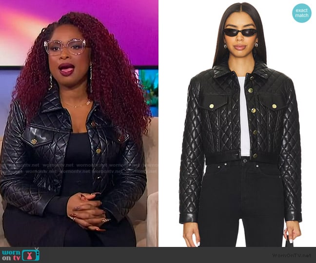Alice + Olivia Chloe Quilted Faux Leather Jacket worn by Jennifer Hudson on The Jennifer Hudson Show