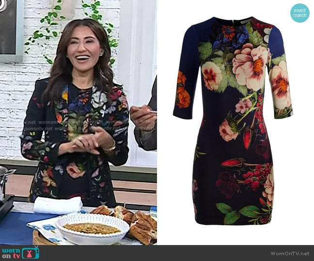 Alice + Olivia Delora Dress in Magic Garden Gradient worn by Suzy Karadsheh on Today