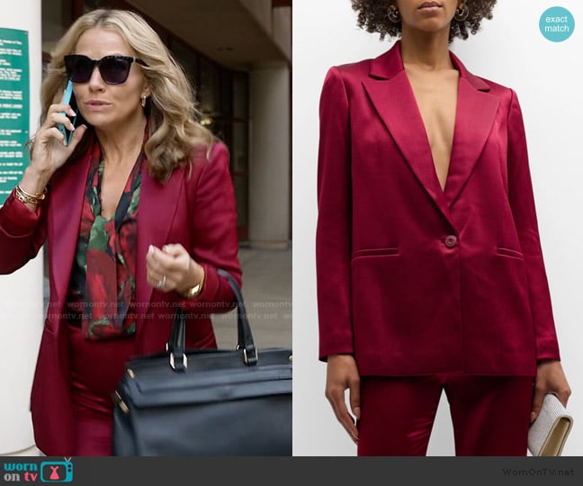 Alice + Olivia Denny Satin Boyfriend Blazer worn by Lorna Crane (Becki Newton) on The Lincoln Lawyer