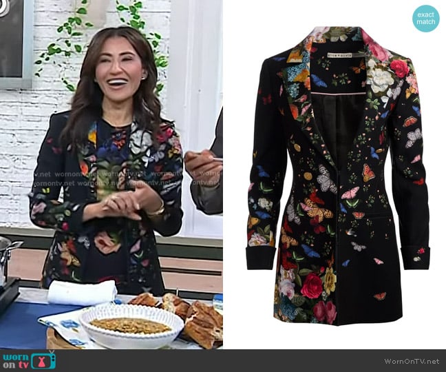 Alice + Olivia Mya Blazer in Solar Strength Black worn by Suzy Karadsheh on Today