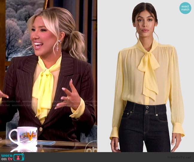 Alice + Olivia Thayer Tie Neck Blouse worn by Savannah Chrisley on The View