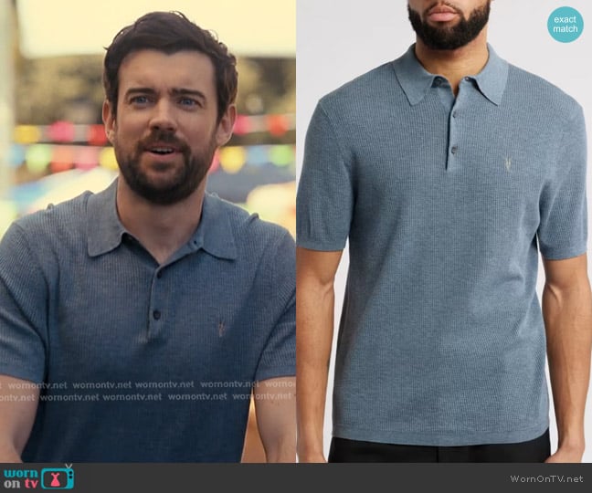 All Saints Aubrey Ribbed Knit Polo worn by Rob Fisher (Jack Whitehall) on The Burbs