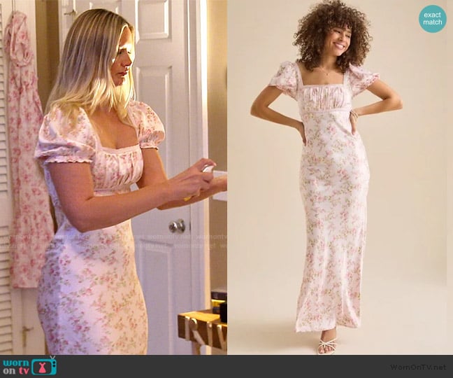 Altar'd State Kliona Maxi Satin Dress worn by Molly O’Connell on Southern Charm