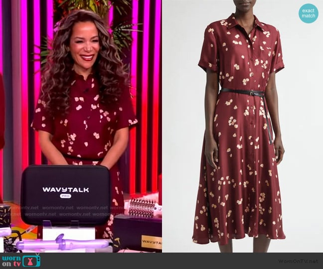 Altuzarra Kiera Petal Print Belted Silk Shirtdress worn by Sunny Hostin on The View