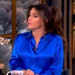 Alyssa's blue satin blouse on The View