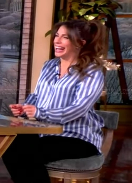 Alyssa’s blue stripe blouse on The View
