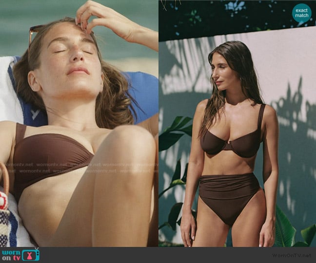 Amanda Batula Swim Ciara Top in Espresso worn by Amanda Batula on Summer House