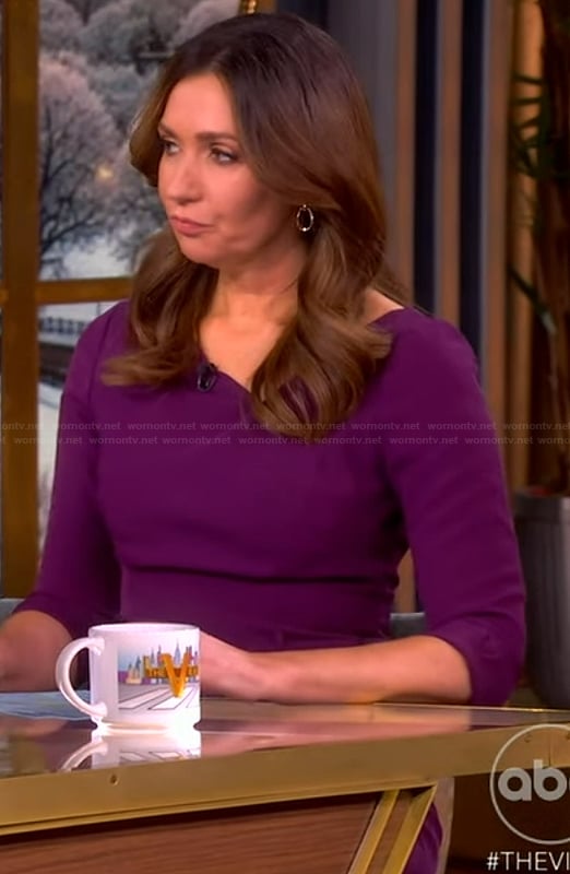 Amanda Carpenter's purple asymmetric neck dress on The View