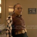 Amanda’s red leopard print shirt and checked blazer on Will Trent