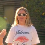 Amanda’s white lip print tee on The Real Housewives of Beverly Hills