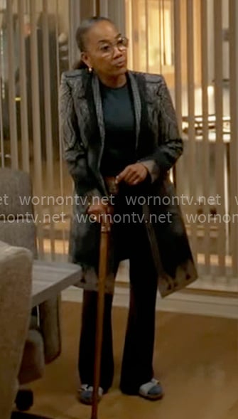 Amanda's paisley print coat on Will Trent