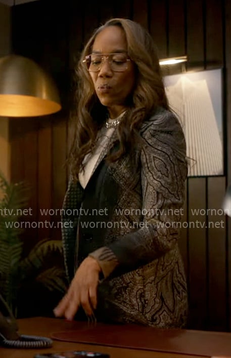 Amanda's paisley print coat on Will Trent