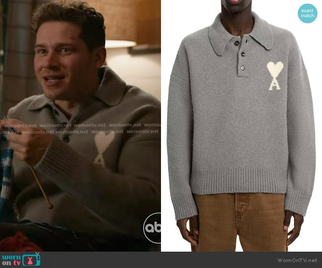 Ami Paris ADC Polo Sweater worn by Evan Buckley (Oliver Stark) on 9-1-1