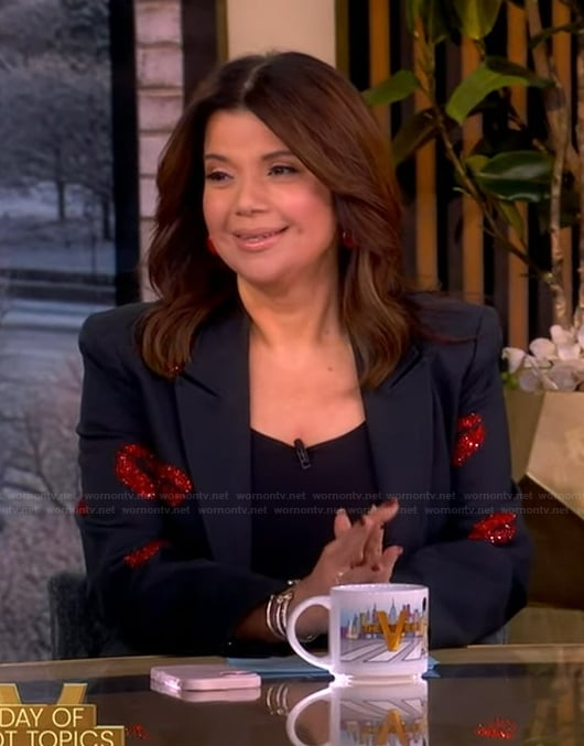 Ana’s blue embellished lips blazer on The View