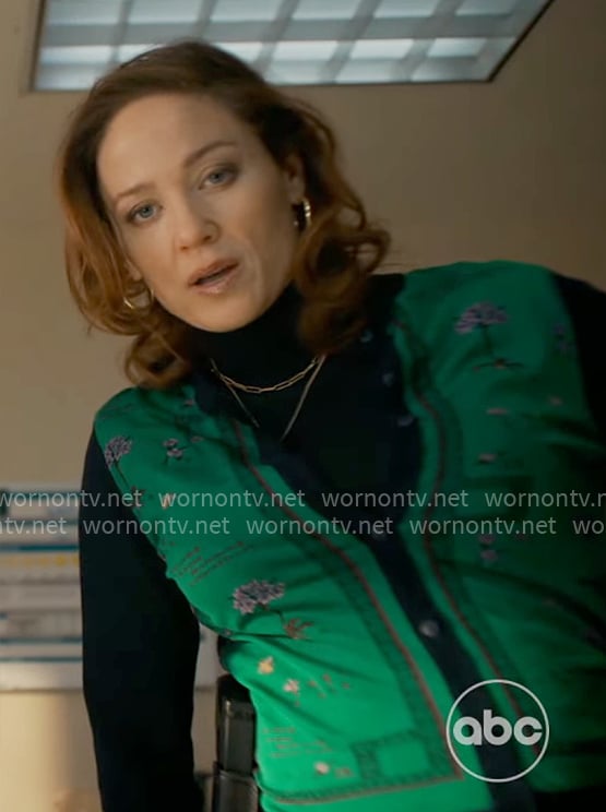 Angie's green floral cardigan on Will Trent