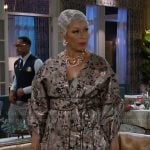 Anita’s printed jacquard belted jacket on Beyond the Gates