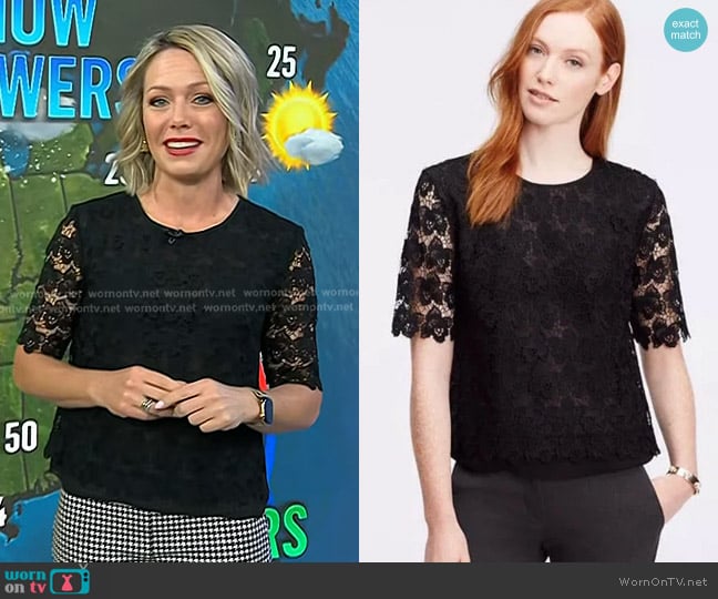 Ann Taylor Floral Cut Lace Short Sleeves Top worn by Dylan Dreyer on Today
