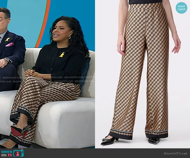 Ann Taylor The Easy Wide-Leg Pant in Geo Satin worn by Sheinelle Jones on Today