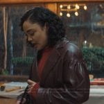 Anna’s burgundy leather blazer on His & Hers