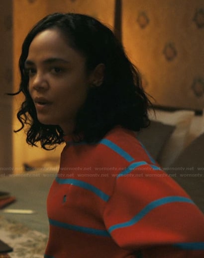 Anna’s red striped sweater on His & Hers