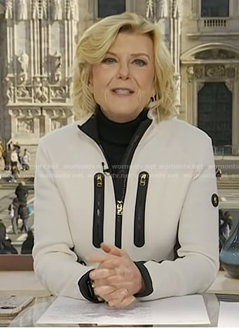 Anne’s white zip front jacket on Today