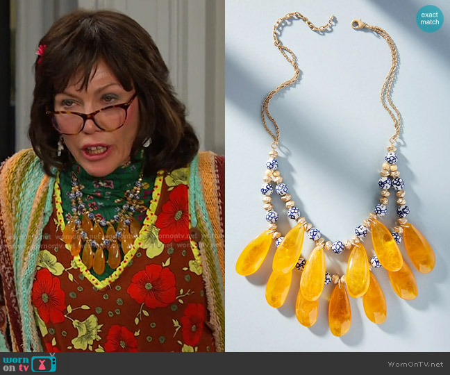 Anthropologie Golden Hour Bib Necklace worn by Susan Banks (Stacy Haiduk) on Days of our Lives