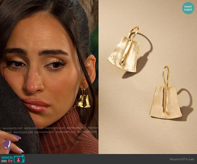 Anthropologie Mini Hammered Fan Drop Earrings worn by Gabi Hernandez (Cherie Jimenez) on Days of our Lives