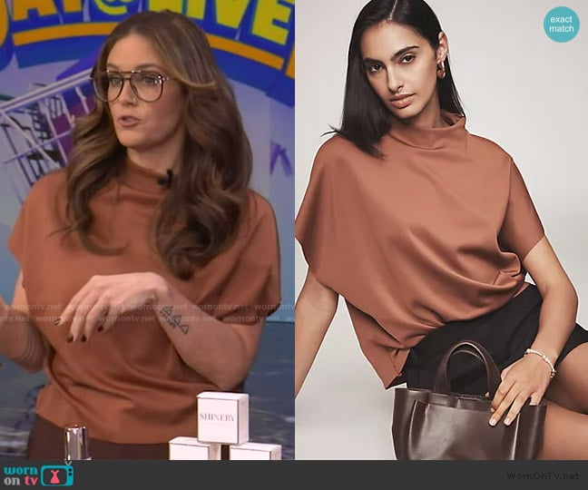 Anthropologie Mock-Neck Batwing Top worn by Monica Mangin on Live with Kelly and Mark