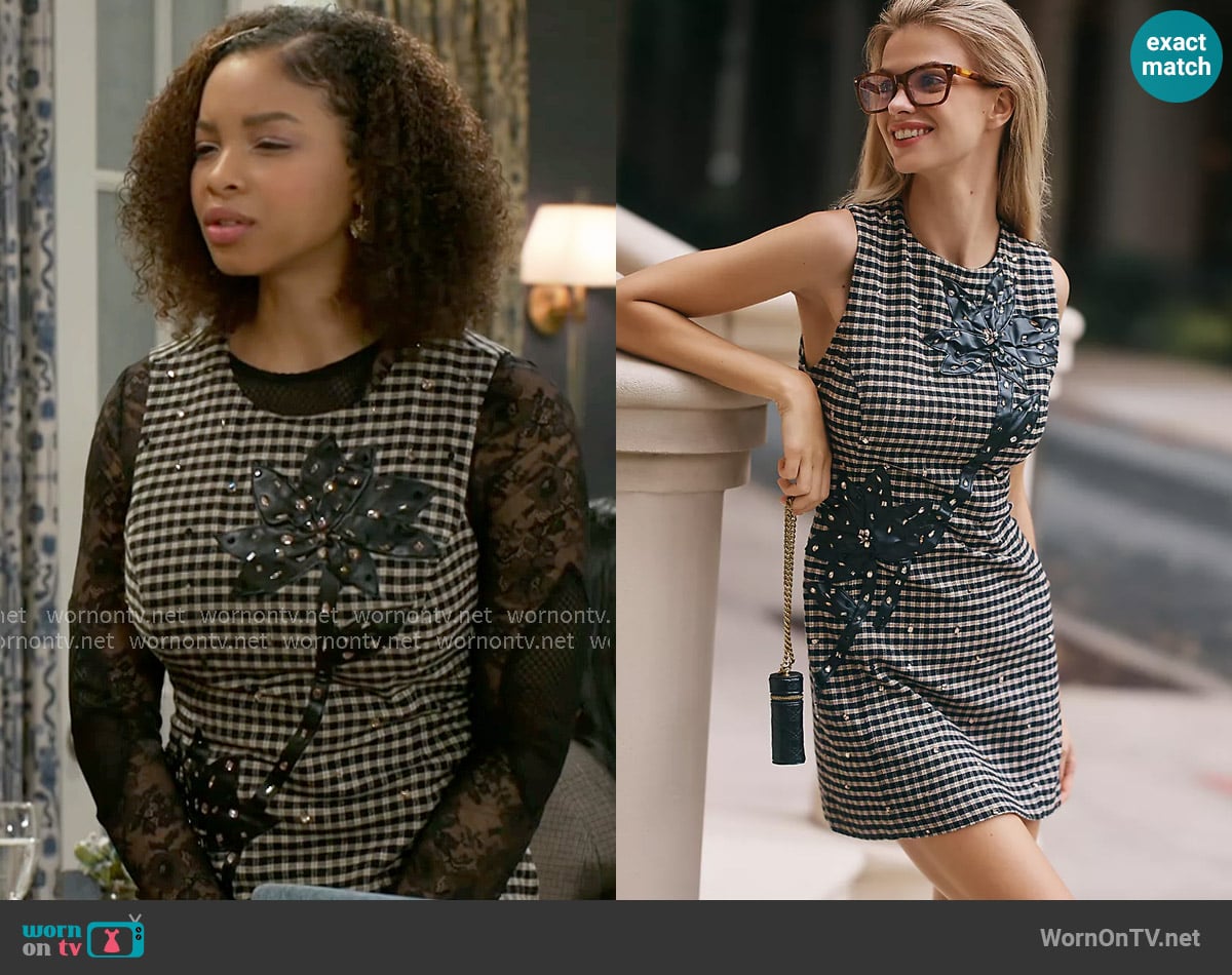 Anthropologie Sleeveless Crew-Neck Embellished Mini Dress worn by Francesca Belleclaire (Madison Alsobrook) on Beyond the Gates