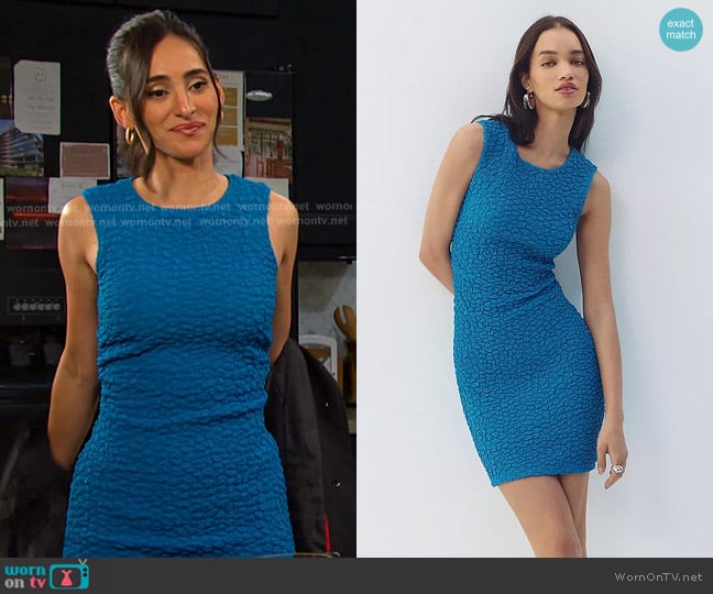 Anthropologie Textured Mini Shift Dress worn by Gabi Hernandez (Cherie Jimenez) on Days of our Lives