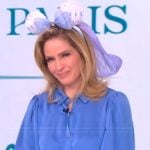 Sara’s blue satin blouse and pants on The View