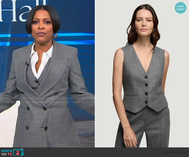 Argent Waistcoat in Textured Wool Twill worn by Tamron Hall on Tamron Hall Show