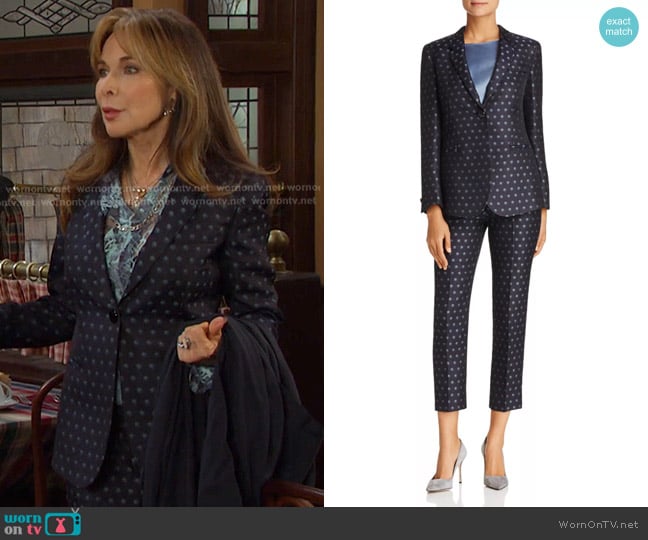 Armani Collezioni Polka Dot Long-Line Jacket worn by Kate Roberts (Lauren Koslow) on Days of our Lives