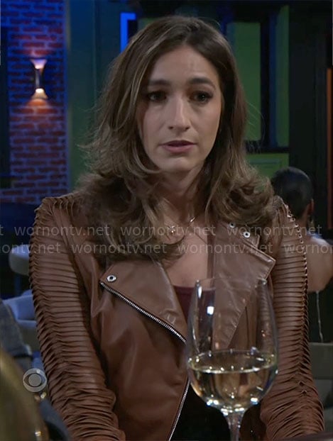 Ashley's brown leather jacket on Beyond the Gates